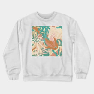 Abstract Tropical Plants / Turquoise and Pastels Crewneck Sweatshirt